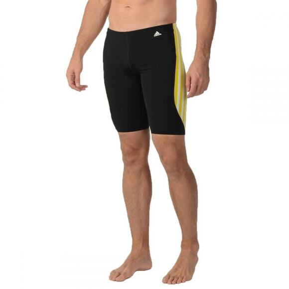 Adidas Solid Splice Infinitex + Swim Jammer Yellow 3 Stripes Mens 38 - Picture 2 of 9